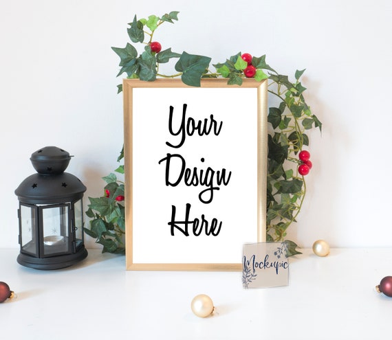 Christmas Themed Frame Mockup Winter Mockup For Prints