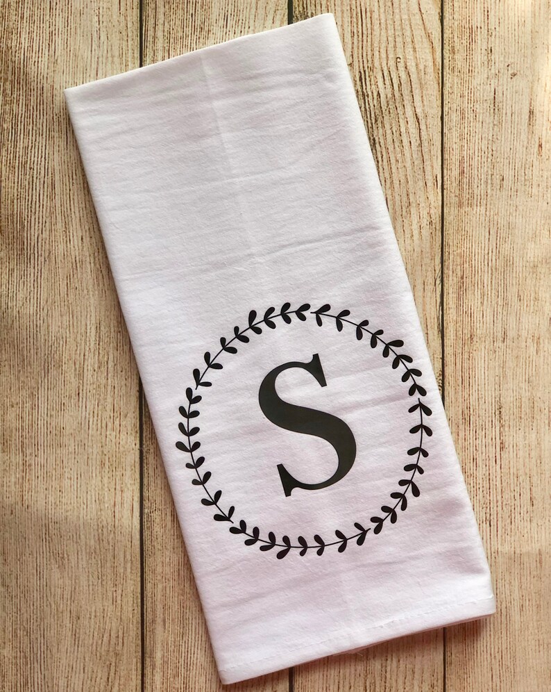 Custom Personalized Tea Towel With NAME Initial Keepsake Flour Etsy