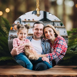 Adorno navideño personalizado con foto familiar, recuerdo hecho a mano