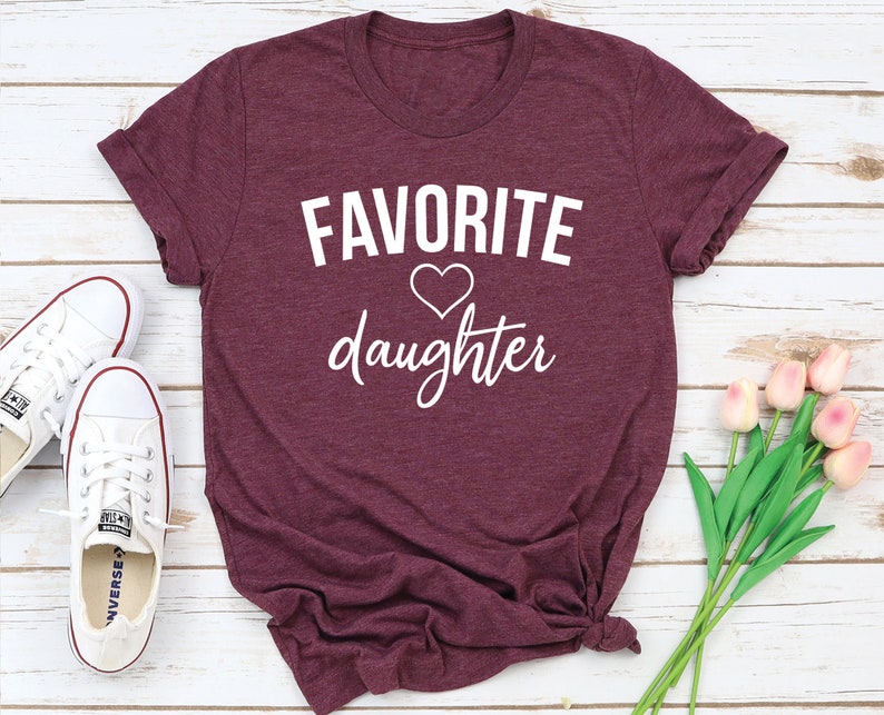 burgundy favorite daughter with heart t-shirt