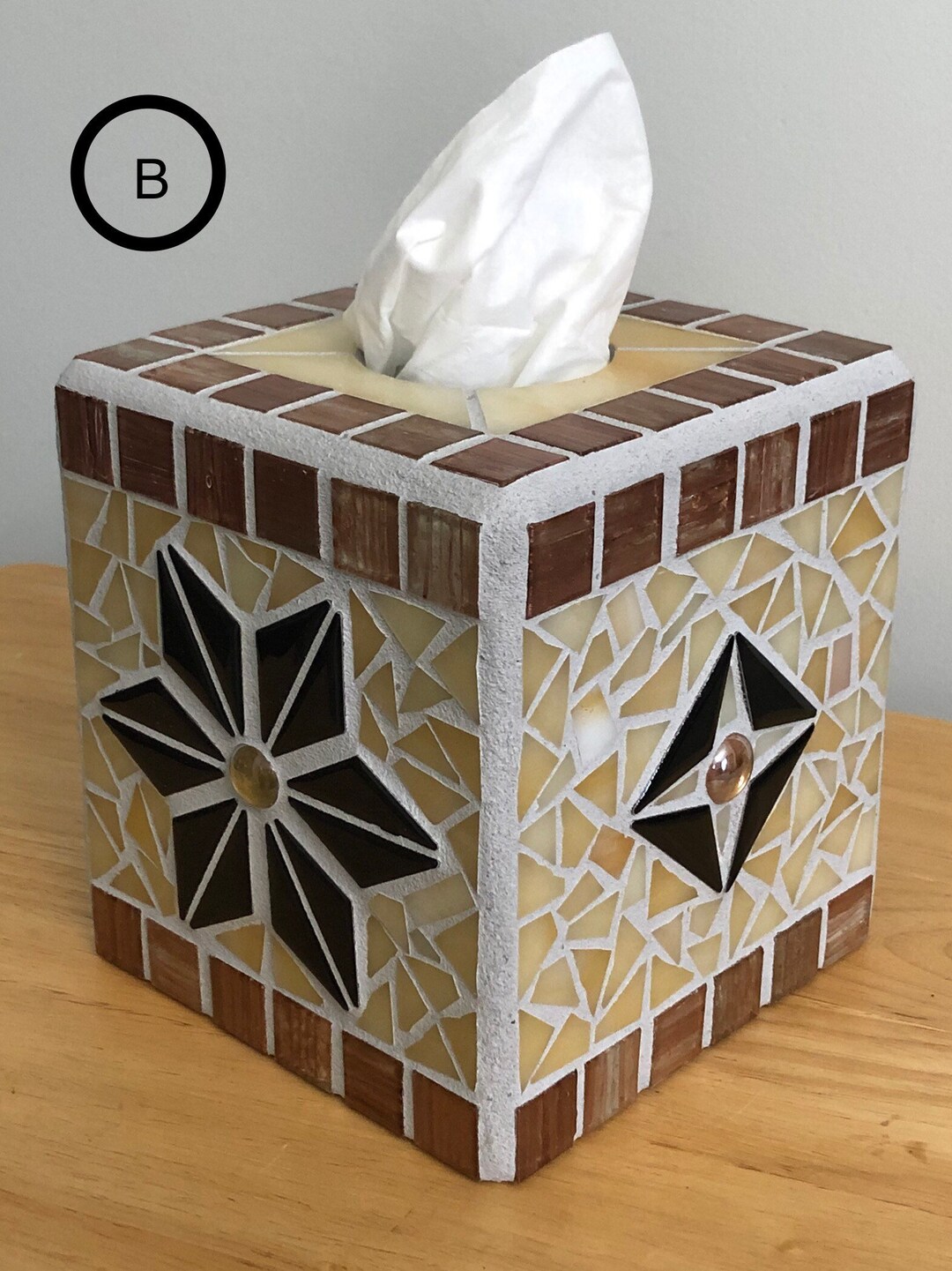 Mosaic Tissue Box Cover 6x6x6. Blue Tissue Box. Seashells Etsy