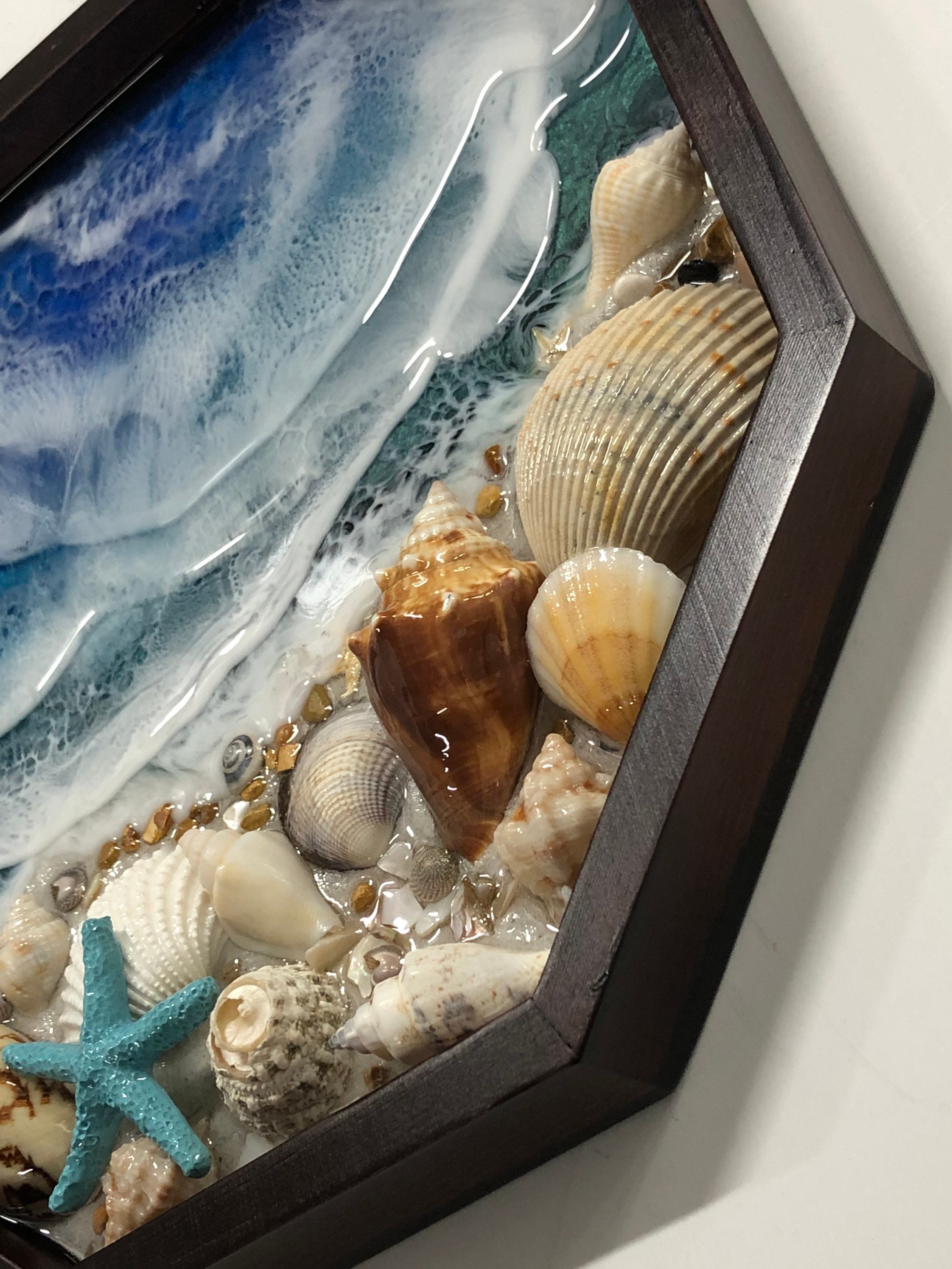3D Ocean beach decor. Resin wall art 12.5. Ocean waves resin Etsy