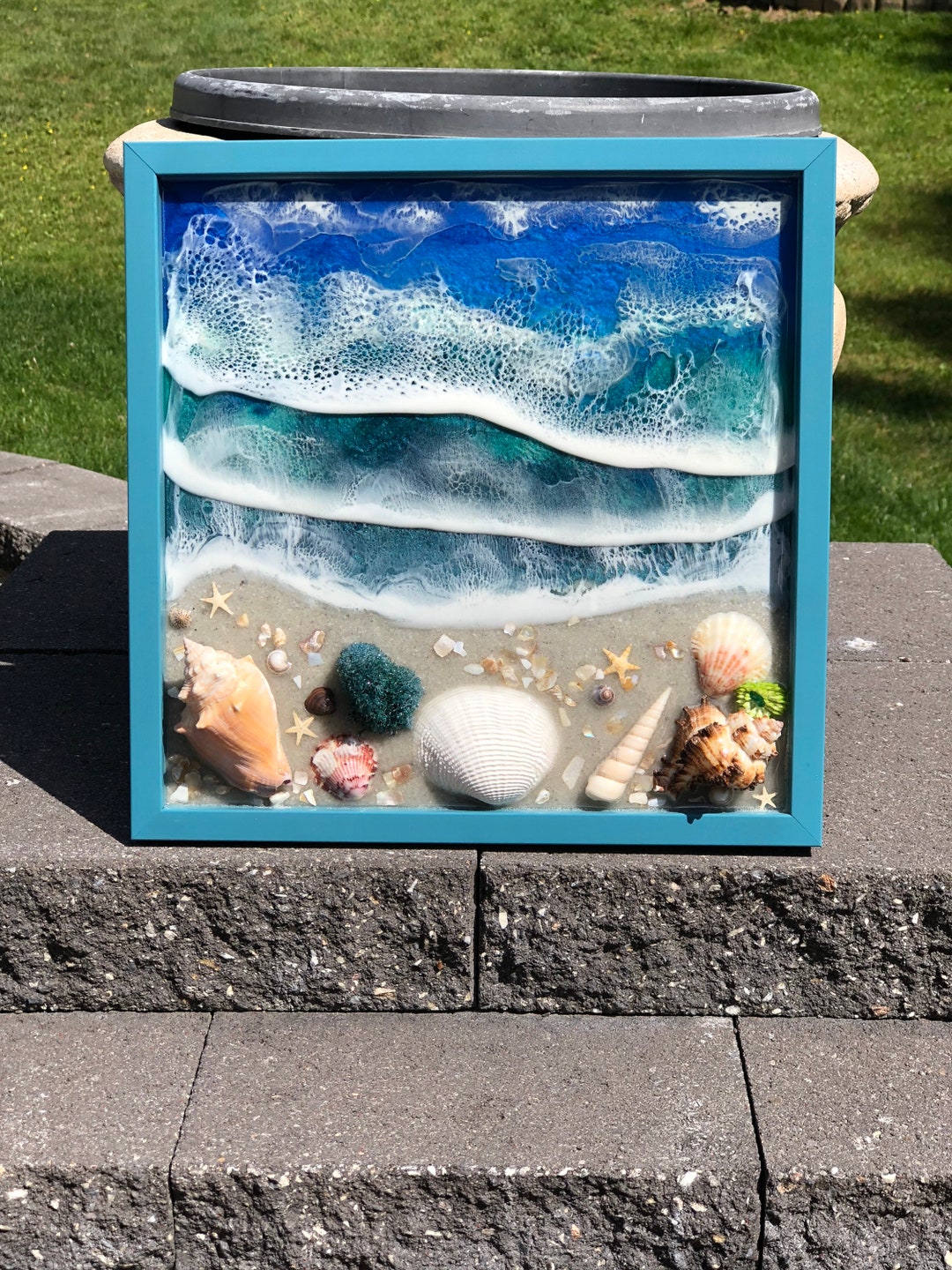 Resin Art 3D Effect Ocean Beach Wall Decor. Shadowbox Resin Etsy UK