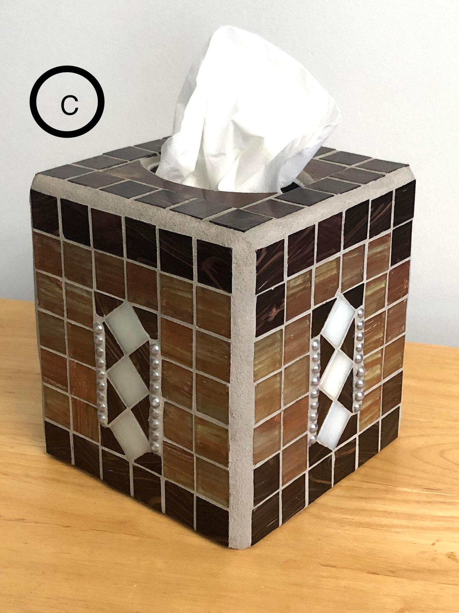 Mosaic Tissue Box Cover 6x6x6. Blue Tissue Box. Seashells Etsy