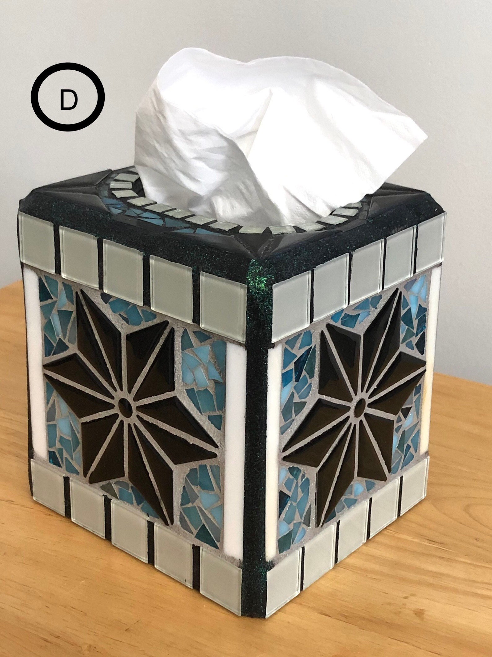 Mosaic Tissue Box Cover 6x6x6. Blue Tissue Box. Seashells Etsy