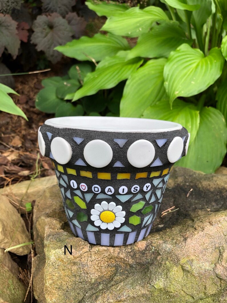 Mosaic 4 Flower Pot Cactus Terracotta Pots Small Flower Etsy