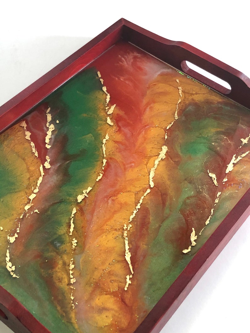 Wine Tray Resin Serving Tray Coffee Tray Party Tray Serving Tray With Handles Resin Tray Red Wooden Tray Trays Home Living Kromasol Com