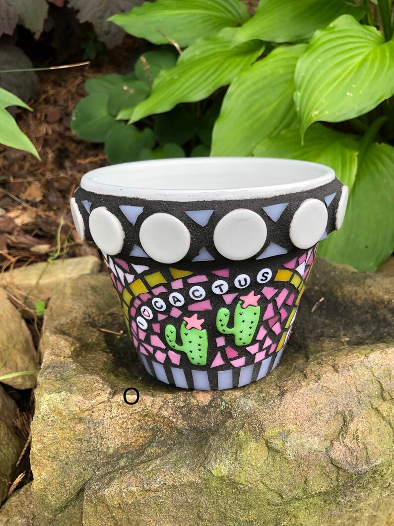 Mosaic 4 Flower Pot Cactus Terracotta Pots Small Flower Etsy