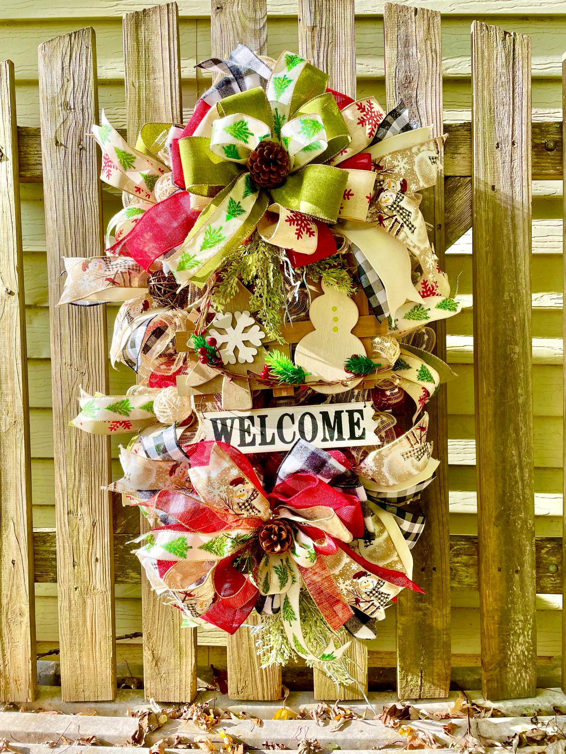Rustic Farmhouse Christmas Swag for Front Door. Holiday Swag. Etsy