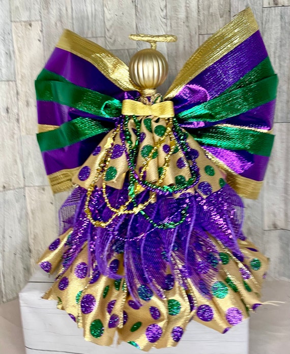 Mardi Gras Christmas Holiday Angel Tree Topper. Angel Tree Topper. Mardi  Gras Decorations. Carnival Creole Party Decorations. 