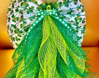 St. Patrick’s DayAngel tree topper. Angel tabletop decor. St.Patrick’s Day decorations. Angel figurine. Deco mesh Angel.