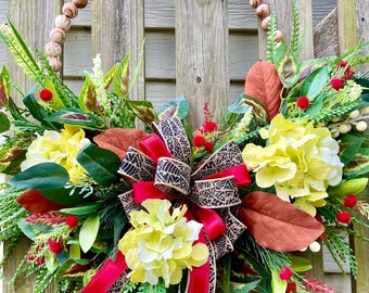 Black History Month Wreath: Magnolia & Hydrangea Front Door Decor