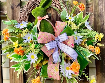 Spring Bunny Wreath. Easter Bunny wreath. Bunny Wreath For Front Door. Farmhouse Wreath. Porch Decor. Easter Decor.