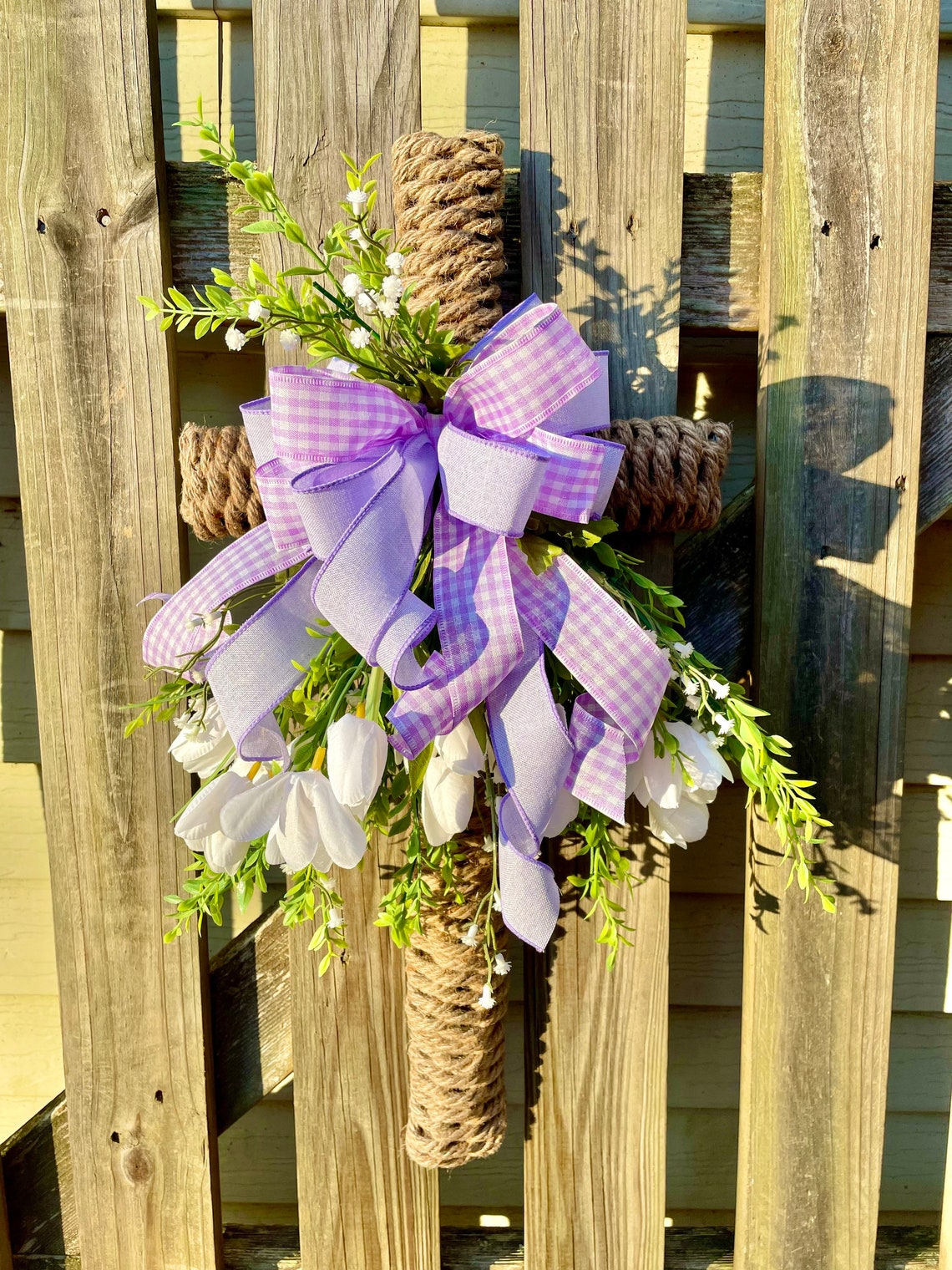 Easter Cross Wreath for Front Door. Cross Door Hanger. Spring Etsy
