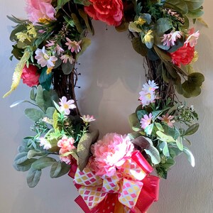 Spring grapevine wreath for front door. Floral spring wreath. Spring wreath. Everyday wreath.front door wreath. Summer wreath.