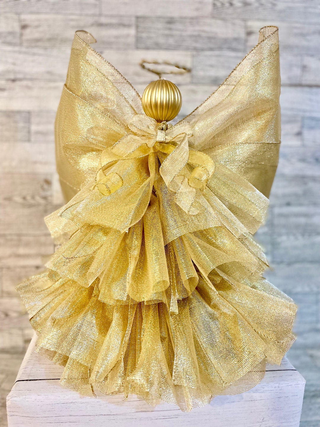 Gold Angel Tree Topper. Tabletop Angel. Christmas Decorations. Gift