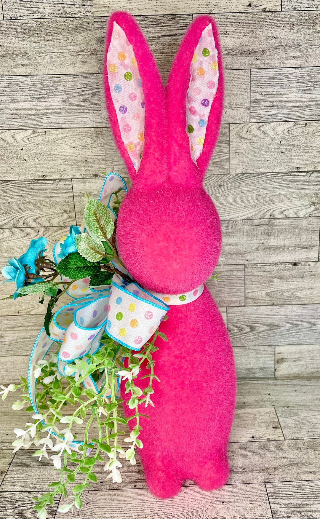 Easter Bunny Decoration. Easter Bunny Centerpiece. Flocked Bunny Table