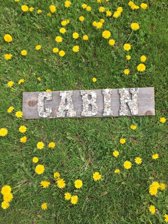 Cabin River Rock Sign On Barn Board Etsy
