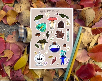 Mycelium Forest - Sticker Sheet for bullet journals, planners, and more - botanical, nature, mushrooms, fall
