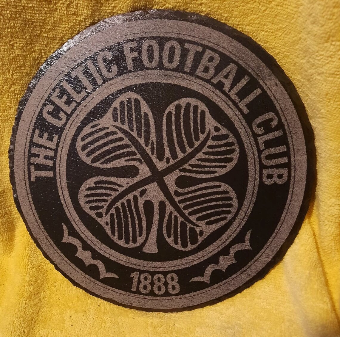 Celtic FC Crest Slate Engraving Circular Wall Plaque Etsy