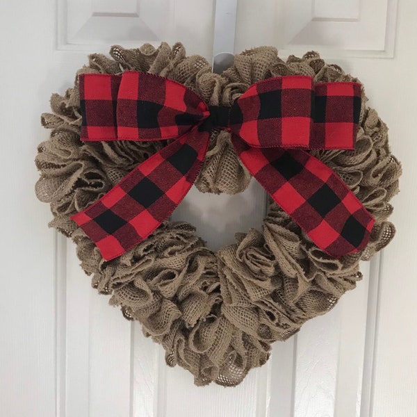 Heart Burlap Wreath Etsy