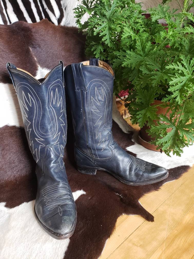 Vintage 1980's Canada West Handmade Hand Crafted Eagle Design Traditional Western Leather Cowboy Boots Schoenen Herenschoenen Laarzen Cowboy & Westernlaarzen Size 10 EE **FREE Shipping** 