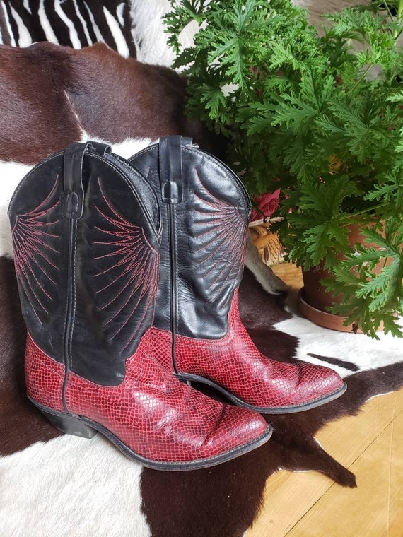 red snakeskin cowboy boots