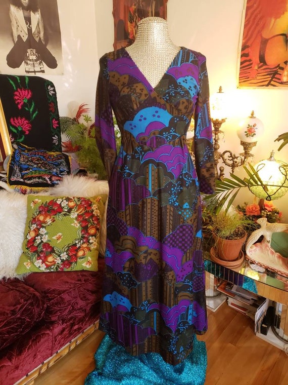 George's Besson Paris 1960s psychedelic print maxi