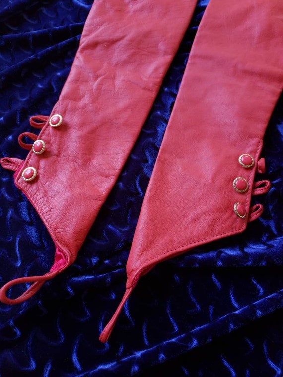 Red leather opera gloves