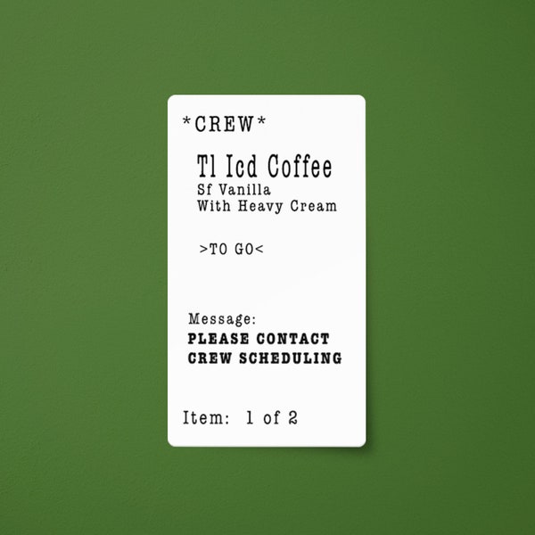 Coffee Order Contact Scheduling Sticker Flight Attendant Gift | SomeFlyStuff