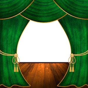 Green Theatre Curtains, Stage Curtains, Backgrounds, Backdrops, Theatre, Cinema, Digital Paper, Velvet Curtains image 3