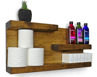 23.75" Bathroom Wall Decor Floating Shelves, Modern Farmhouse Wall Shelf, Rustic Bathroom Wall Cabinet