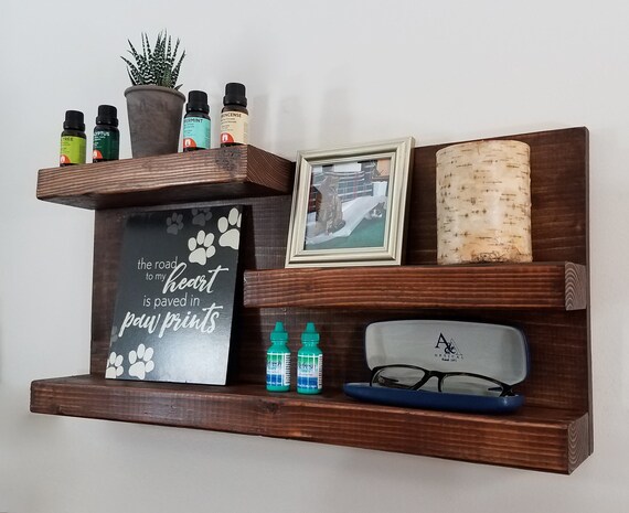 Living Room Wall Decor Floating Shelves Bathroom Farmhouse Furniture Rustic Wood Shelf Storage Hooks Optional