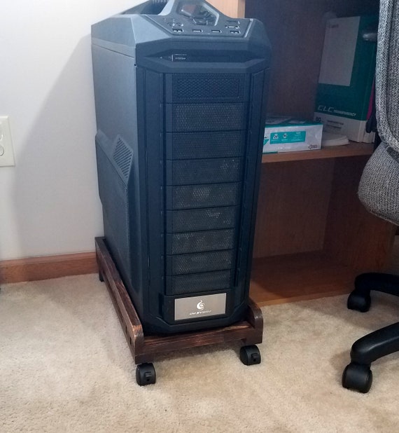 Dark Walnut Gaming Pc Case Stand For Desktop Computer Tower Etsy