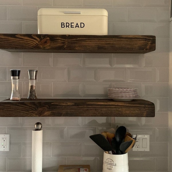 12"- 38" Rustic Wooden Floating Shelves | Farmhouse Shelves | Reclaimed Wood Shelves | Primitive Shelving