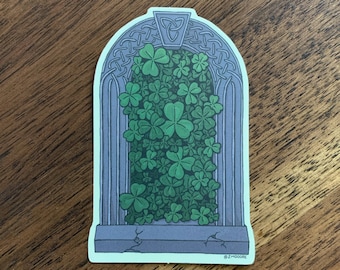 Holographic Celtic Shamrock Arch Vinyl Sticker - 100% Weatherproof