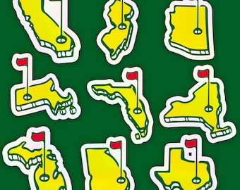 State Golf Sticker - All 50 State Options - Holographic Stickers - 100% Waterproof