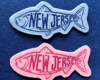 New Jersey Felt Fish Magnet - Fridge Magnet - Old Fashioned Handmade Felt Magnet
