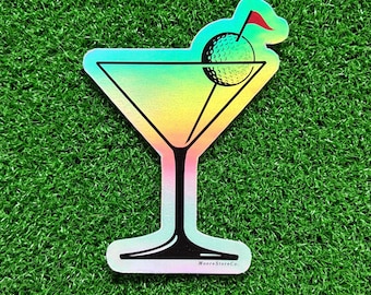 Golf Martini Sticker - Holographic Golf Decal - 100% Weatherproof