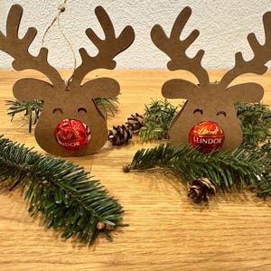 Gastgeschenk für Weihnachten Rentier Geschenkanhänger Elch Mitbringsel Pralinenverpackung Tischdeko Winter Advent Baumschmuck für Pralinen