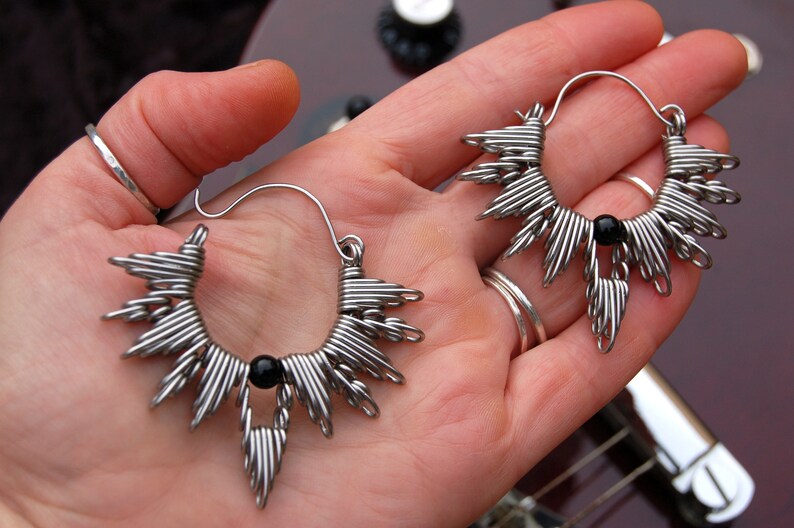 Ear Weights Hoops for Plugs Statement Earweights Big Earrings Ear Hangers Gift for Her Punk Jewelery Onyx Anime Earrings Boho Jewelry