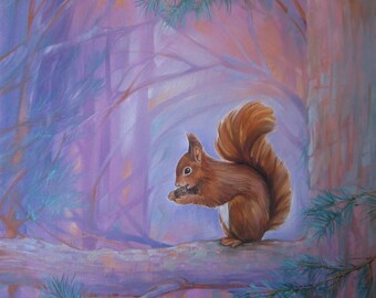 Red Squirrel Digital print for Home Wall Art Decor Gift Idea