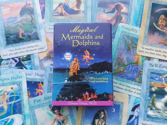 Magical Mermaids and Dolphins Oracle Card Deck Physical Guidebook 