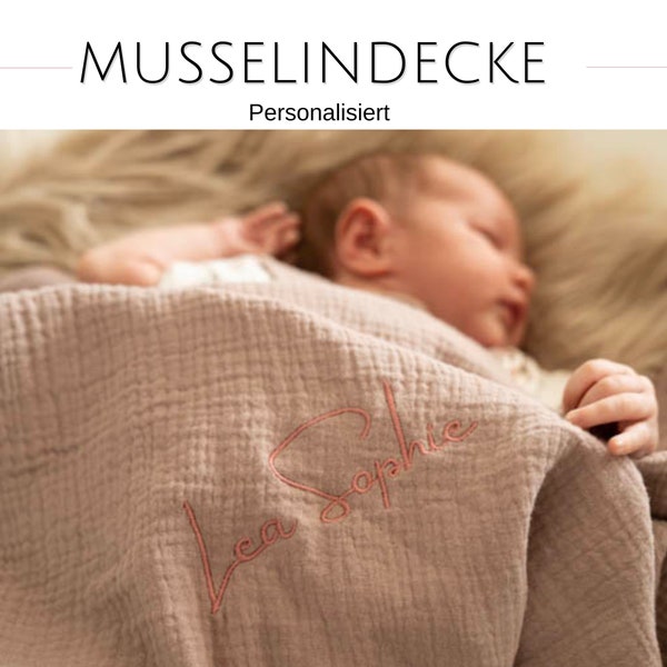 Babydecke aus Musselin mit Personalisierung viele Farben