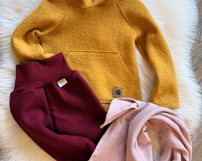 Featured listing image: Wool fleece hoodies ready for immediate dispatch, children's size 74/80