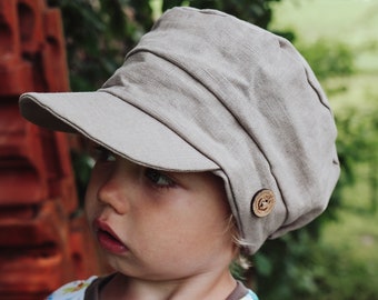 Michelmütze für Kinder aus Leinen in verschiedenen Farben, Sonnenhut