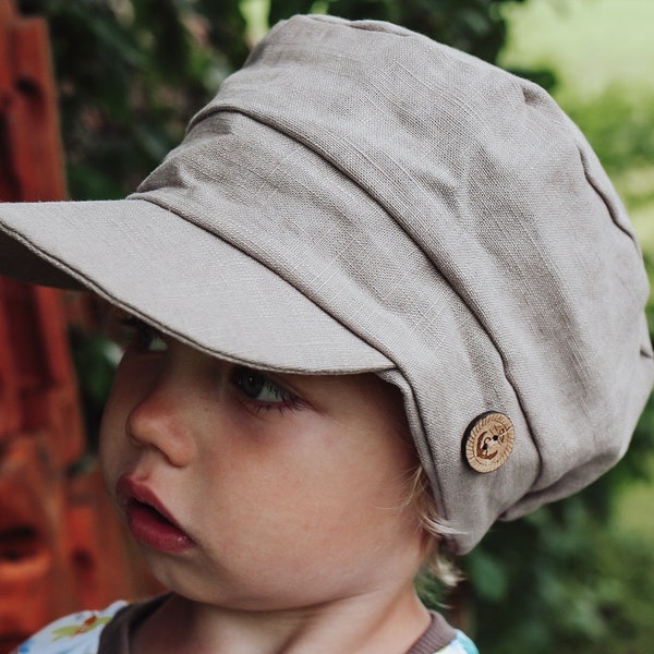 Michelmütze für Kinder aus Leinen in verschiedenen Farben, Sonnenhut