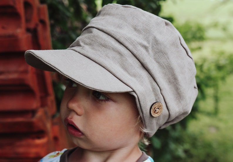 Michelmütze für Kinder aus Leinen in verschiedenen Farben, Sonnenhut Bild 1