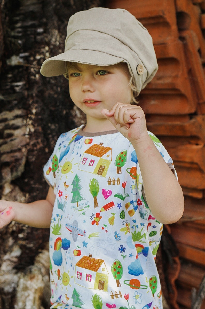 Michelmütze für Kinder aus Leinen in verschiedenen Farben, Sonnenhut Bild 4