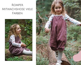 Mitwachshose aus Cord in vielen Farben, Romper, Schlupfhose für Kinder, Knickerbocker